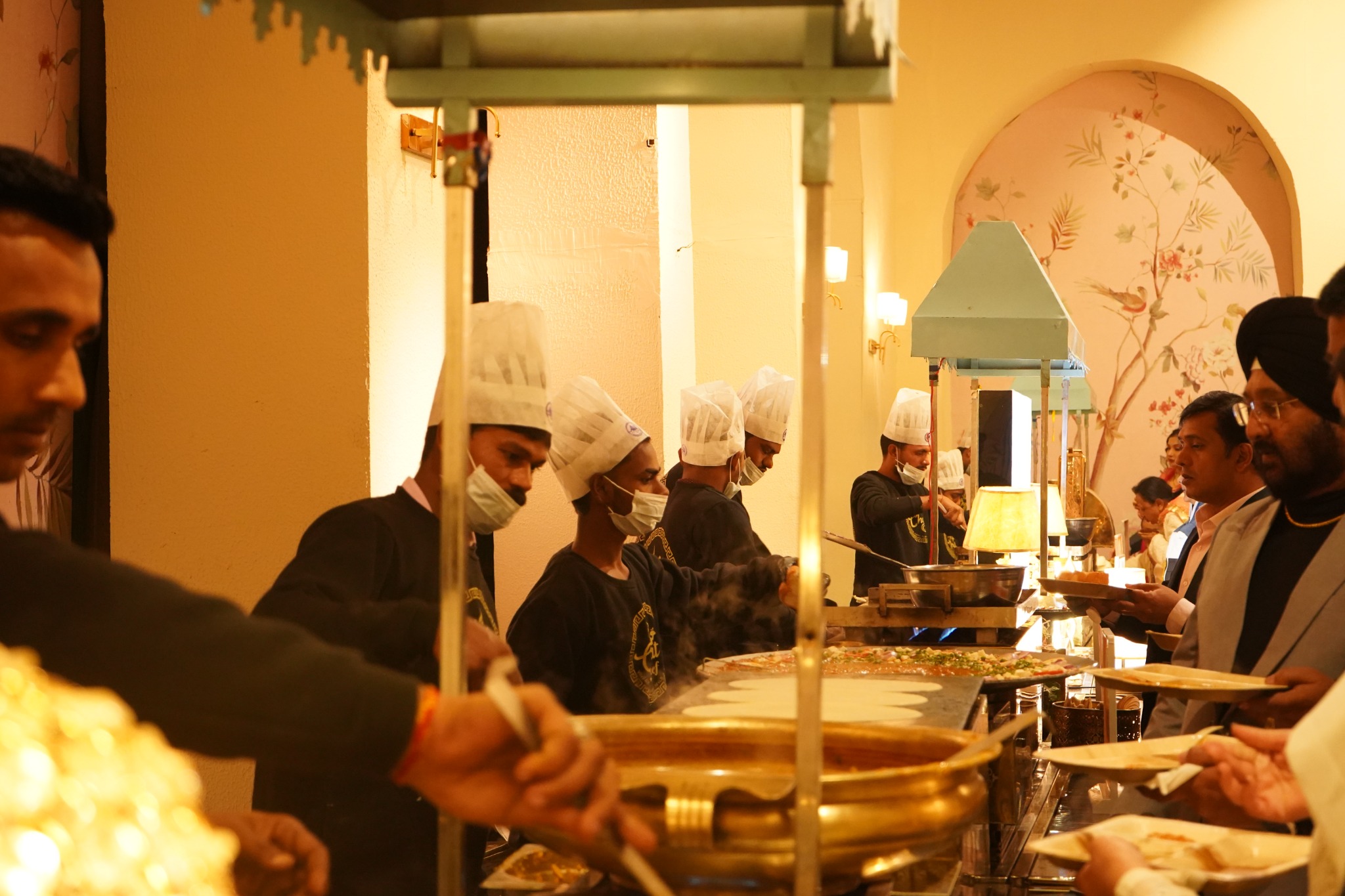 Decorated catering counter